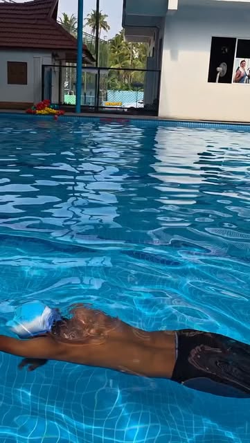 Swimmer practising freestyle