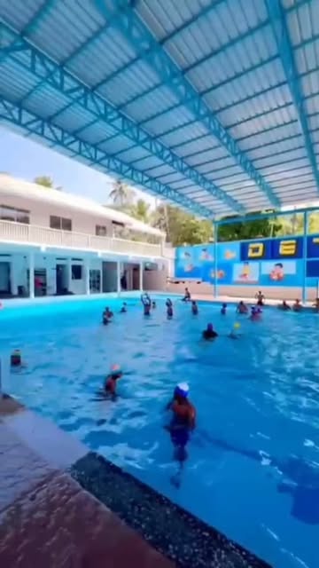 Pool deck and lockers
