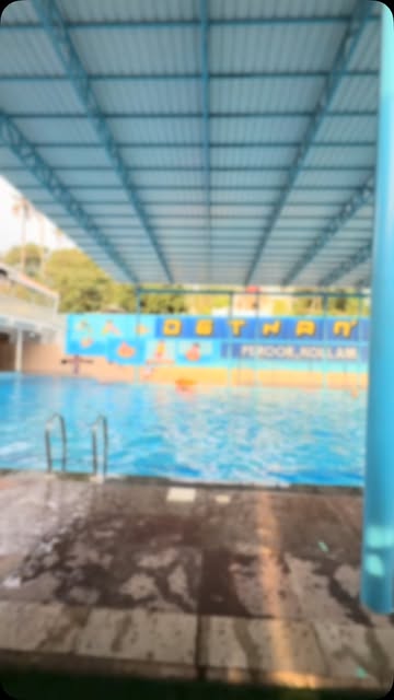 View of the covered pool from the deck